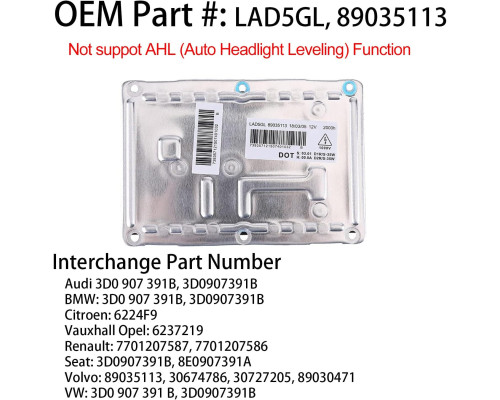 Ксеноновий D1S 35W HID блок розпалювання фар 89035113 LAD5GL