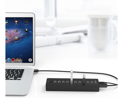 10-портовий USB 2.0 концентратор даних ORICO Powered з адаптером живлення 12 В/2 А для Mac, Windows та Linux PC