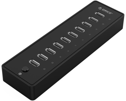 10-портовий USB 2.0 концентратор даних ORICO Powered з адаптером живлення 12 В/2 А для Mac, Windows та Linux PC