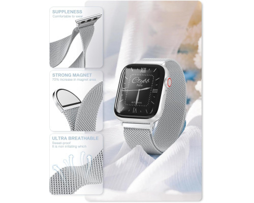 Ремінець для годинника сумісний з Apple Watch (срібний)