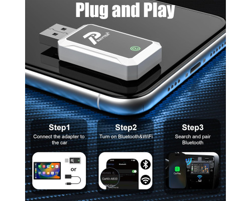 Бездротовий адаптер 2-в-1 для CarPlay та Android Auto 5GHz WiFi та Bluetooth