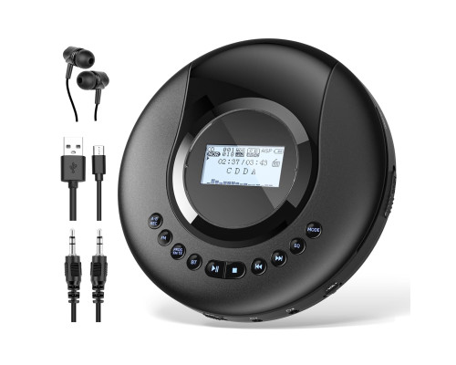 Портативний CD-програвач Bluetooth 5.2 з FM-радіо та записом REC