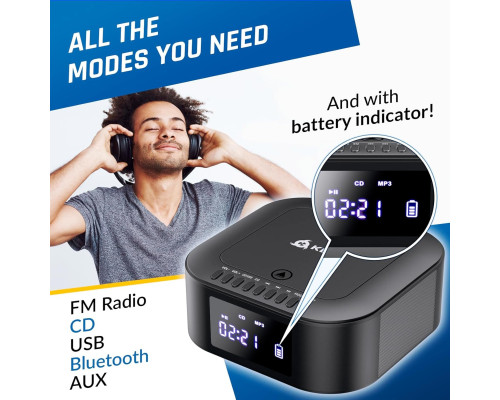 Портативна аудіосистема KLIM Boombox E1 з CD-програвачем/FM/Bluetooth/USB