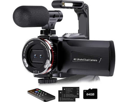 Відеокамера Dumjug 64 МП UHD із зовнішнім мікрофоном