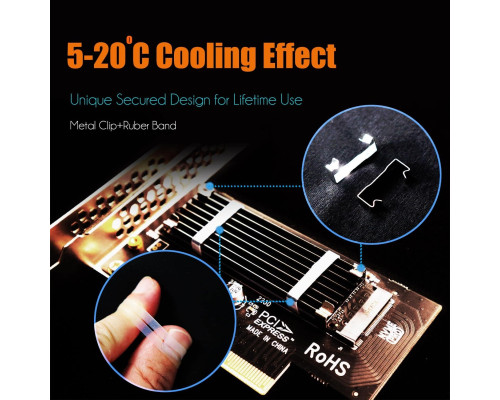 Адаптер GLOTRENDS PA09-HS M.2 NVMe - PCIe 4.0 X4 з радіатором M.2 для твердотільного накопичувача M.2 NVMe