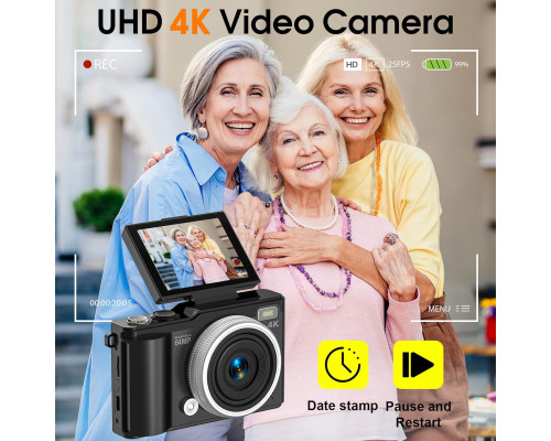 Цифрова камера 4K з екраном, який повертається на 180