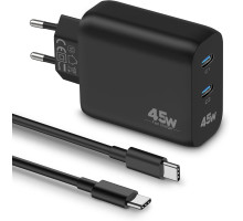 Зарядний пристрій CREAPICO Dual USB C потужністю 45 Вт та кабелем Type C