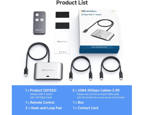 Комутатор 20 Гбіт/с USB C для спільного використання моніторів