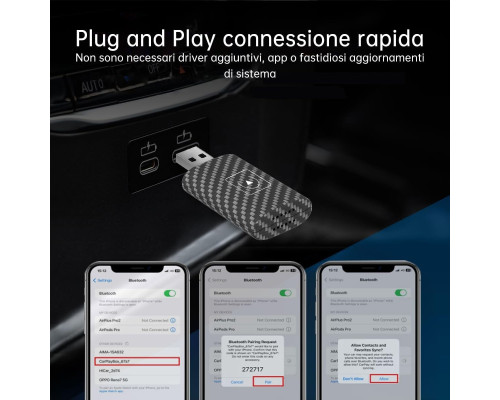 Бездротовий адаптер Astrobrights CarPlay для iOS для автомобіля