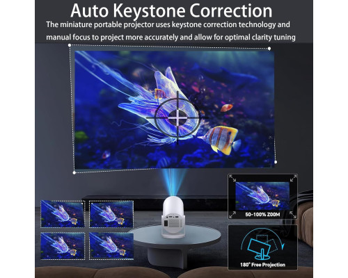 Міні-проектор з Bluetooth, підтримка 4K 1080P