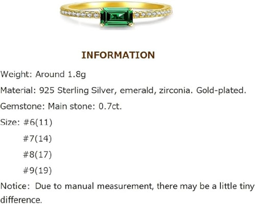 Жіноча каблучка Bellitia Jewelry зі срібла 925 проби з позолотою, камінь смарагд, розмір 51(16,2)