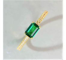 Жіноча каблучка Bellitia Jewelry зі срібла 925 проби з позолотою, камінь смарагд, розмір 51(16,2)