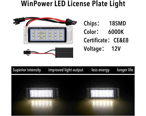 Світлодіодний ліхтар підсвічування номерного знака WinPower 18 SMD 6000K (Комплект 2шт)
