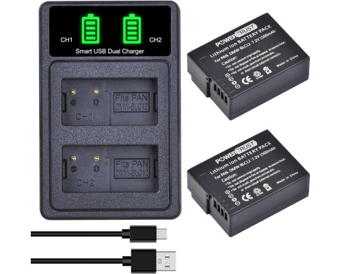 Комплект акумуляторів PowerTrust DMW-BLC12 та USB-зарядний пристрій для камер Panasonic Lumix