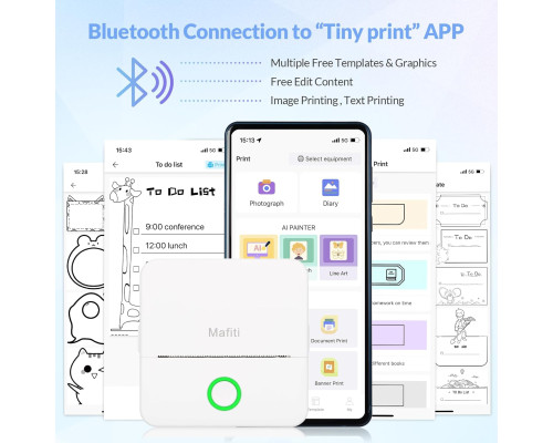 Портативний кишеньковий термопринтер Mafiti Inkless Bluetooth Mini Wireless