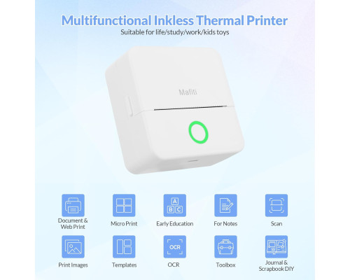 Портативний кишеньковий термопринтер Mafiti Inkless Bluetooth Mini Wireless