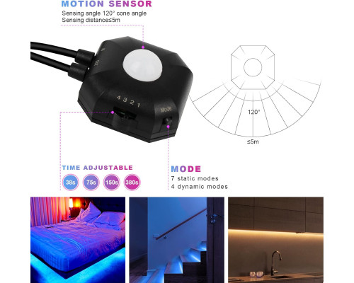 Світлодіодна стрічка RGB з датчиком руху Meiyue