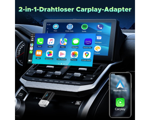 Бездротовий адаптер CarPlay 2 в 1 для Apple Carplay та Android Auto