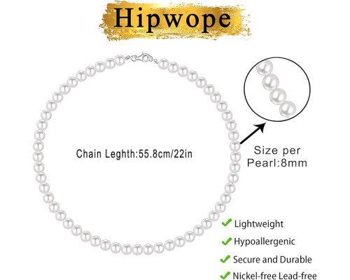 Перлинне намисто Hipwope 6/8 мм для чоловіків, 55 см