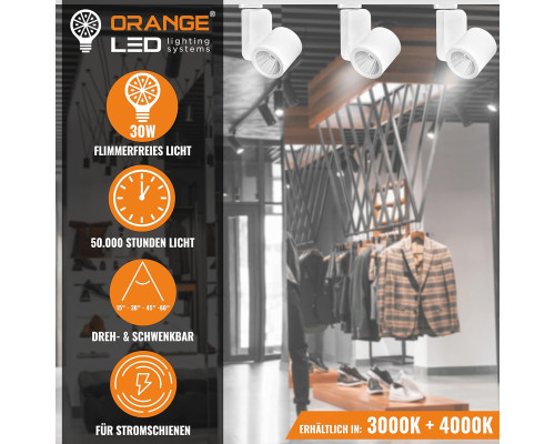 Трифазний світлодіодний трековий LED-світильник Oranje ‎OR-801-W-3000K/4000K