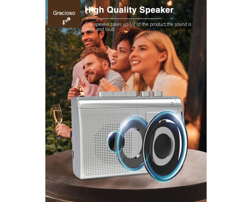 Портативний касетний магнітофон Gracioso з Bluetooth/AM/FM