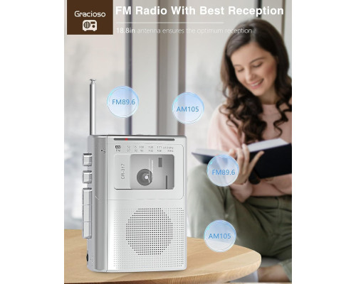 Портативний касетний магнітофон Gracioso з Bluetooth/AM/FM