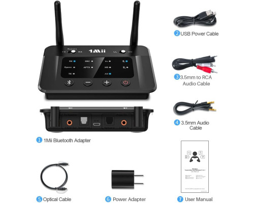 Передавач-приймач 1Mii B03 Bluetooth 5.3 для домашньої стереосистеми