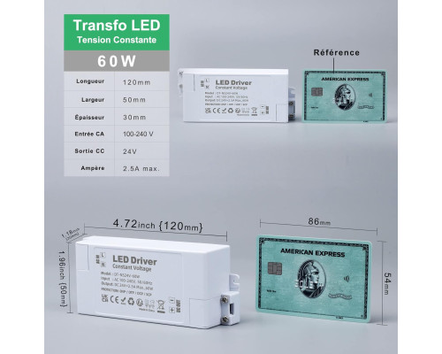 Світлодіодний трансформатор REYLAX 24V 60W