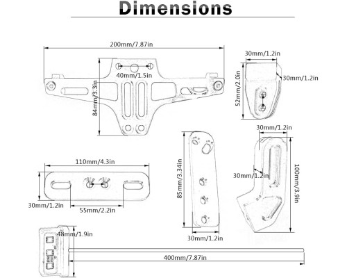 Тримач номерного знака для мотоцикла Yamaha R3 R25 YZF R1 YZF R6 TMAX530