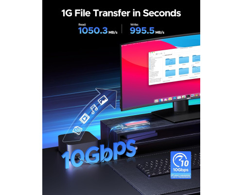 Зовнішній корпус для SSD M.2 NVMe, USB 3.2 Gen 2, 10 Гбіт/с, модель TCM2-Black