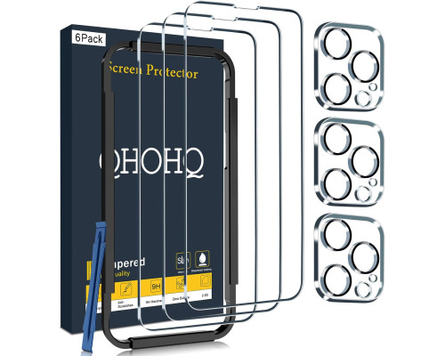 Захисні плівки QHOHQ для екрану iPhone 14 Pro Max 6.7 дюймів, 3 шт., із загартованим склом для об'єктива камери