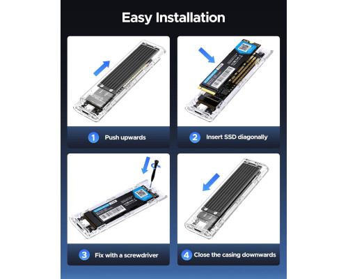 Зовнішній корпус для SSD M.2 NVMe, USB 3.2 Gen 2, 10 Гбіт/с, модель TCM2-Black