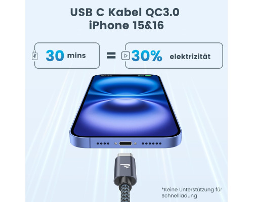 Кабель RAMPOW USB C для заряджання iPhone