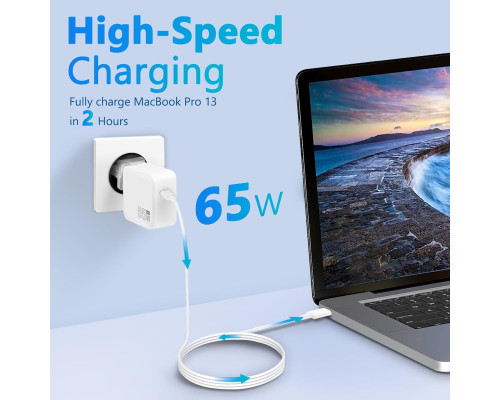 Зарядний пристрій з кабелем USB C 2 м
