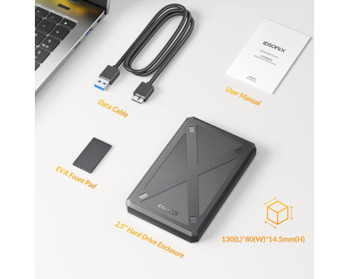 iDsonix 2,5-дюймовий корпус для жорсткого диску USB 3.0 до SATA III