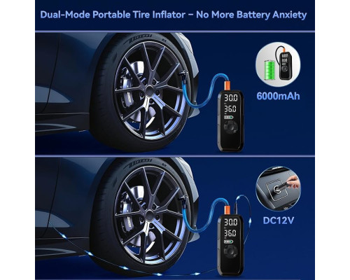 Портативний повітряний компресор для накачування шин Vulisox 6000 mAh