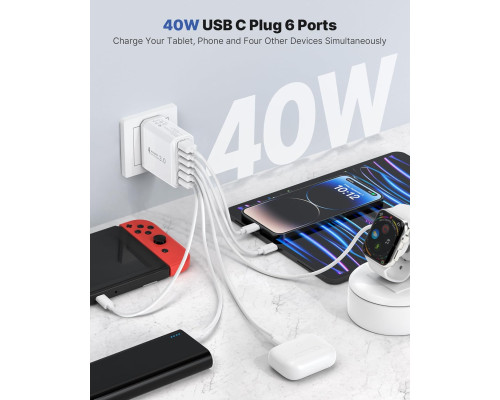 Зарядний пристрій USB з 6 портами типу C