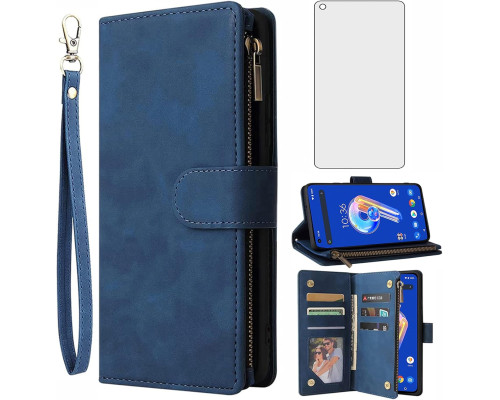 Чохол-гаманець для Asus ZenFone 9 із захисним склом для екрану