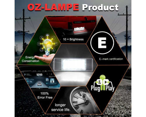 Підсвічування OZ-LAMPE номерного знака сумісні з PEUGEOT (Комплект 2шт)