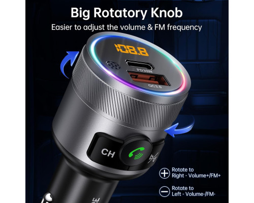 FM-передавач для автомобіля Syncwire Bluetooth 5.4 / 38 Вт з адаптером для заряджання