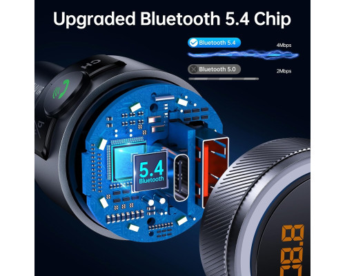 FM-передавач для автомобіля Syncwire Bluetooth 5.4 / 38 Вт з адаптером для заряджання