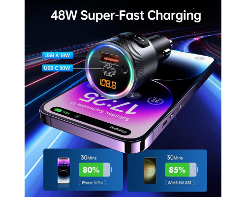 FM-передавач для автомобіля Syncwire Bluetooth 5.4 / 38 Вт з адаптером для заряджання