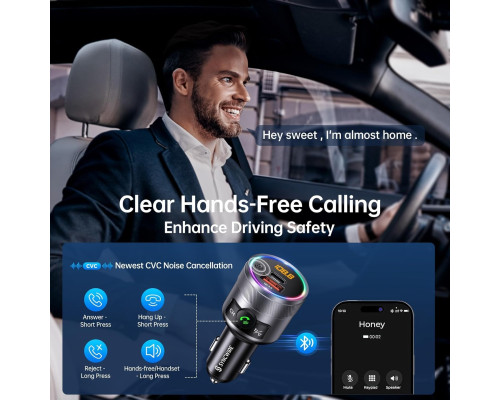 FM-передавач для автомобіля Syncwire Bluetooth 5.4 / 38 Вт з адаптером для заряджання
