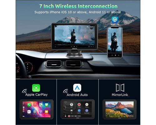 Автомобільний IPS-дисплей/монітор ESSGOO 7 дюймів з Apple CarPlay та Android Auto