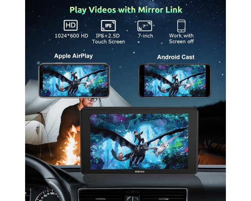 Автомобільний IPS-дисплей/монітор ESSGOO 7 дюймів з Apple CarPlay та Android Auto