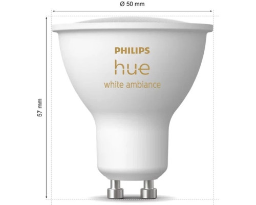 Світлодіодна лампочка з регулюванням яскравості Philips Hue WHITE AMBIANCE GU10/4,2W/230V 2200-6500K (3шт)