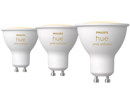 Світлодіодна лампочка з регулюванням яскравості Philips Hue WHITE AMBIANCE GU10/4,2W/230V 2200-6500K (3шт)