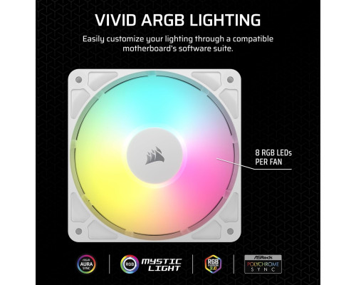 Вентилятори CORSAIR RS120 ARGB 120 мм PWM з низьким рівнем шуму (Комплект 3шт)