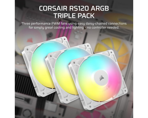 Вентилятори CORSAIR RS120 ARGB 120 мм PWM з низьким рівнем шуму (Комплект 3шт)