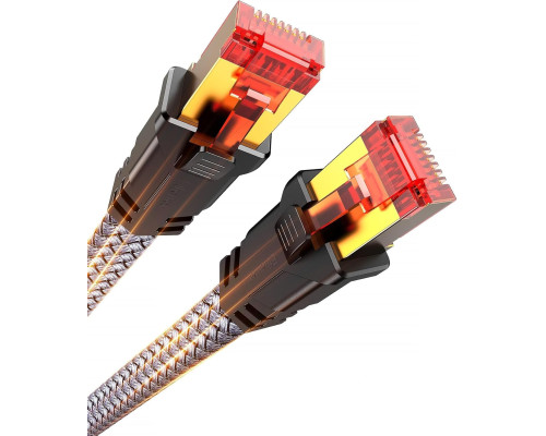 Кабель Ethernet Snowkids Cat 8 4.5 м 40 Гбіт/с, 2000 МГц плетений високоміцний кабель LAN